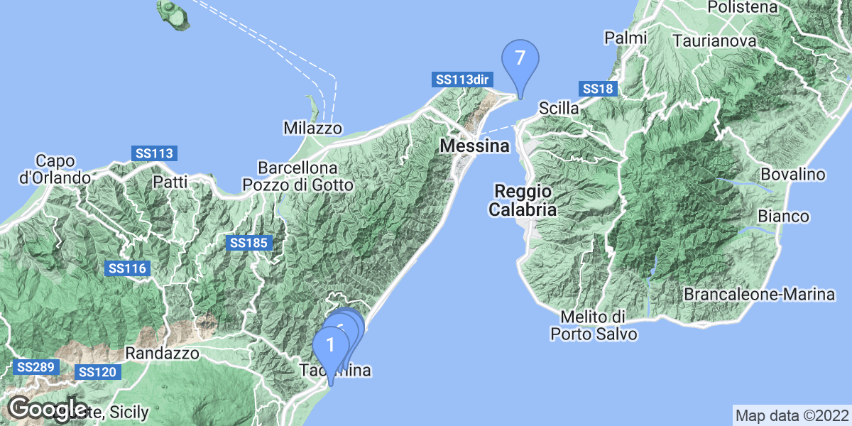Città metropolitana di Messina dive site map
