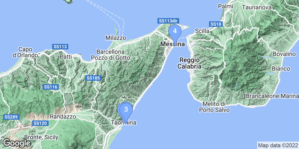 Metropolitan City of Messina dive site map