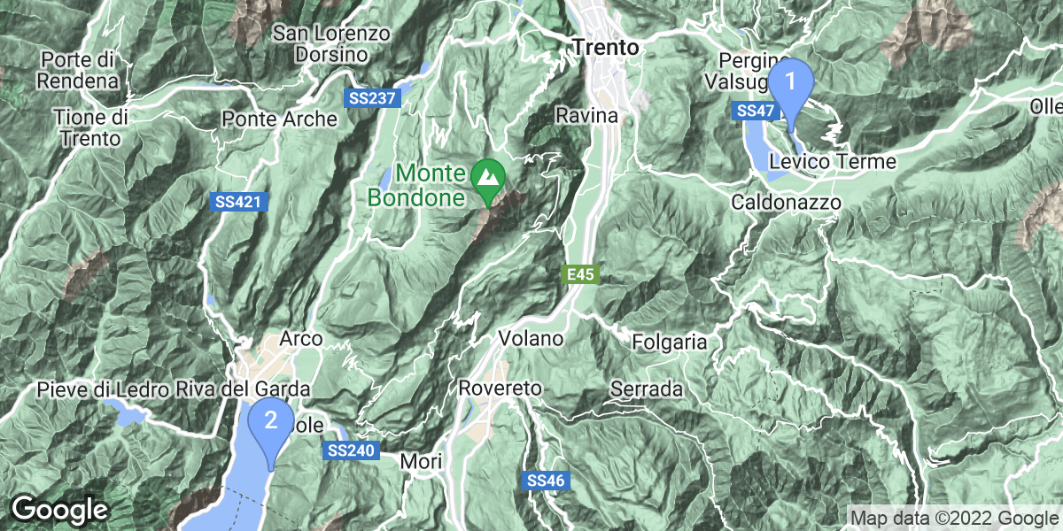 Autonomous Province of Trento dive site map
