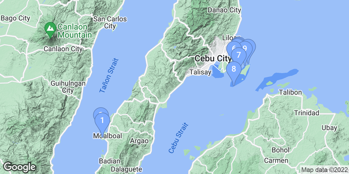 Cebu dive site map