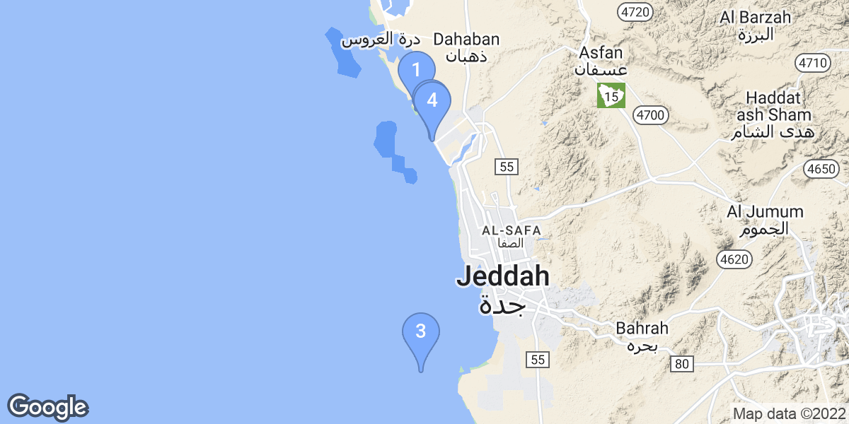 Jiddah dive site map