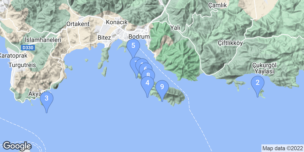 Bodrum dive site map
