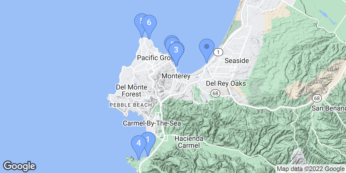 Monterey County dive site map