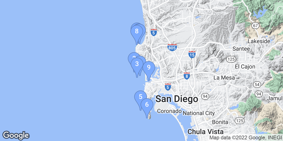 San Diego County dive site map