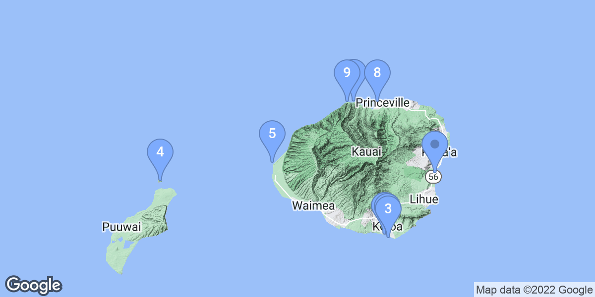 Kauai dive site map