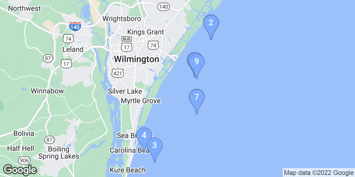 New Hanover County dive site map