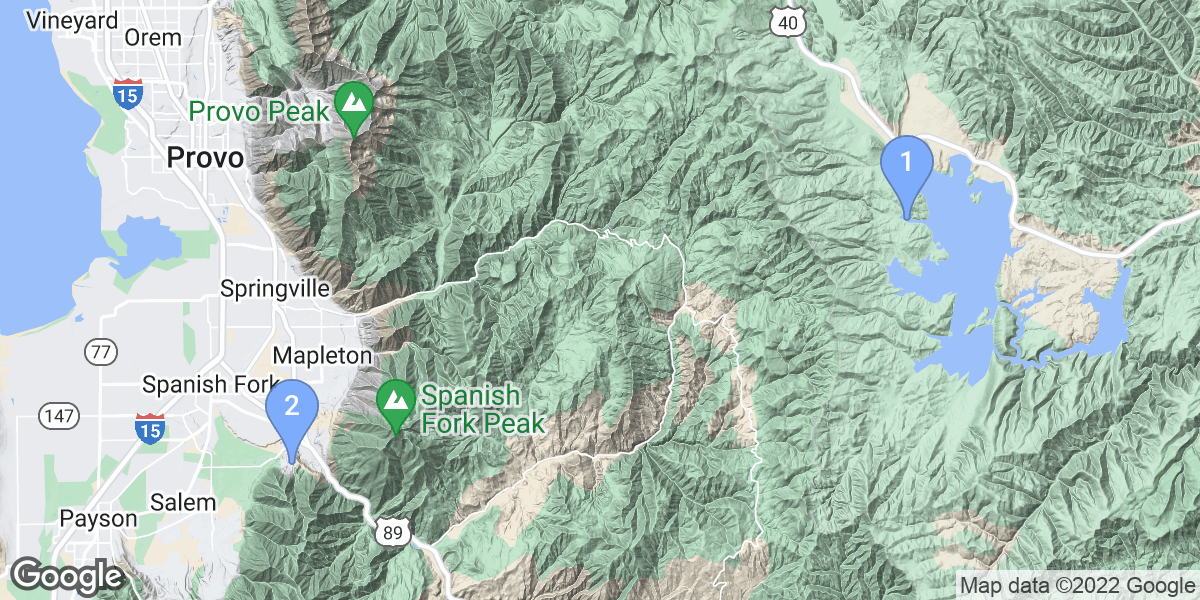 Utah County dive site map