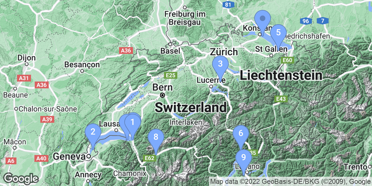 Switzerland dive site map