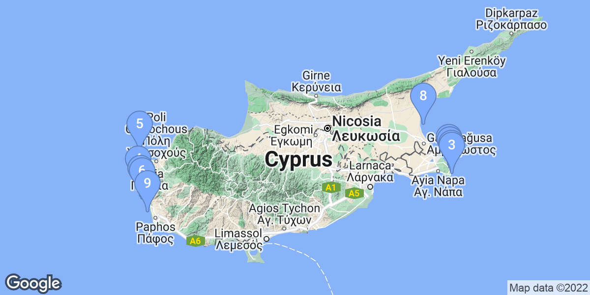 Cyprus dive site map
