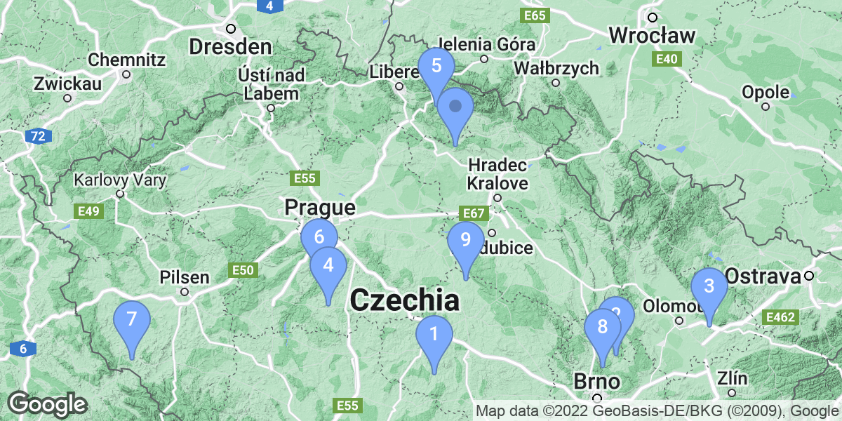 Czechia dive site map