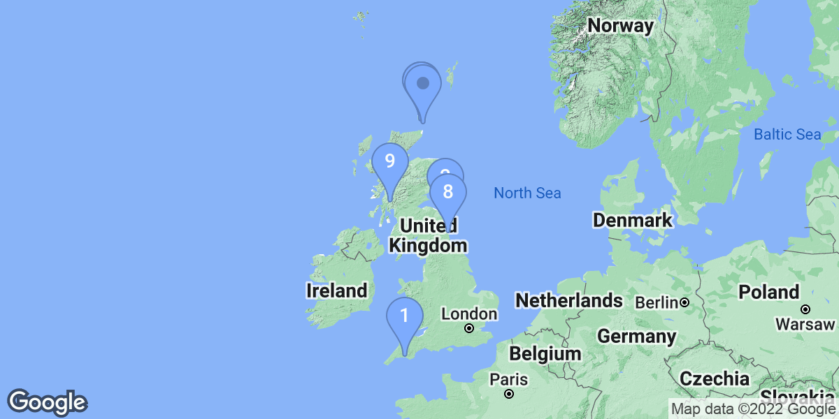 United Kingdom dive site map