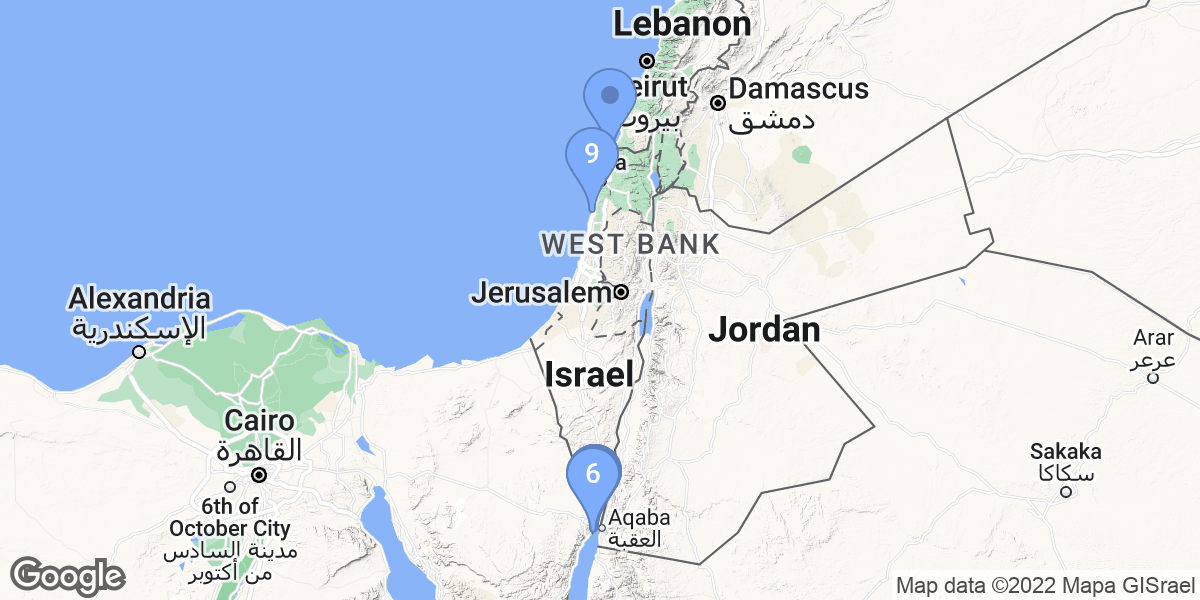 Israel dive site map
