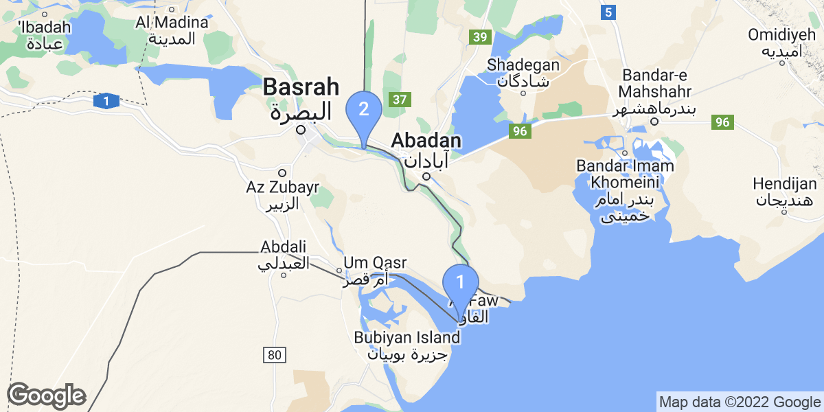 Iraq dive site map