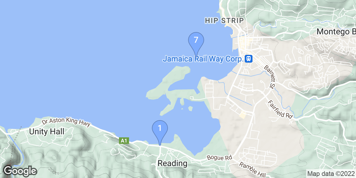 Jamaica dive site map