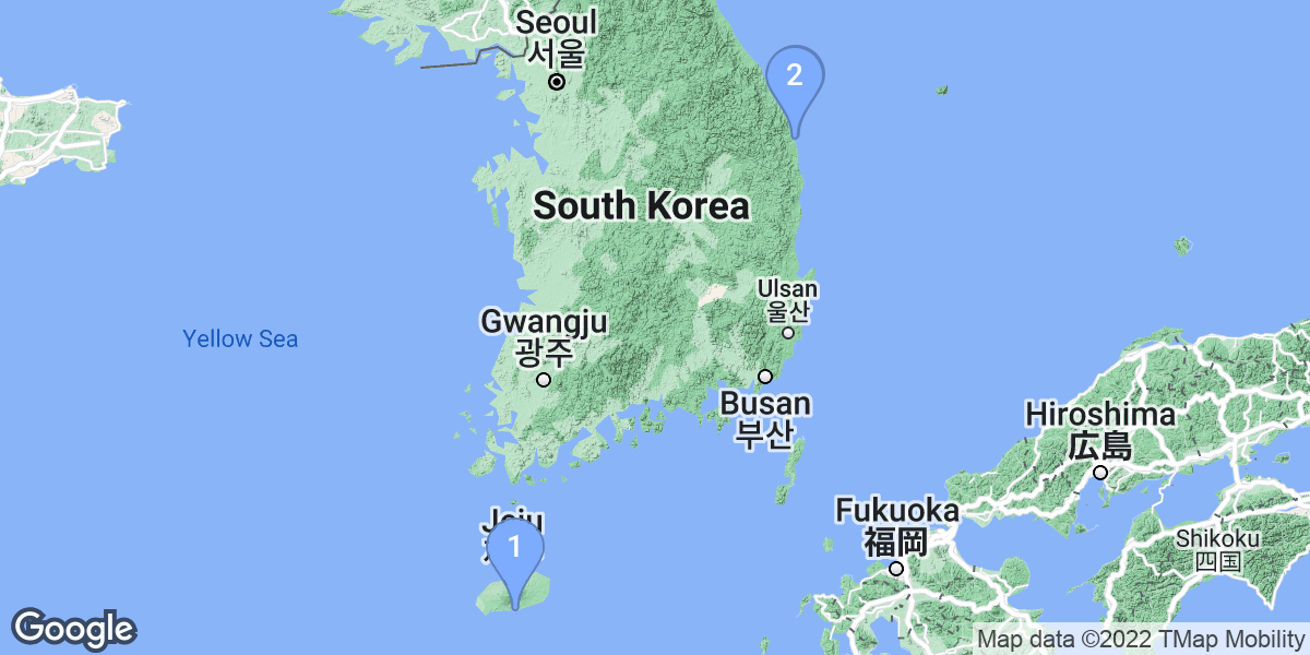 South Korea dive site map