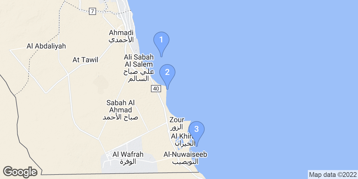 Kuwait dive site map
