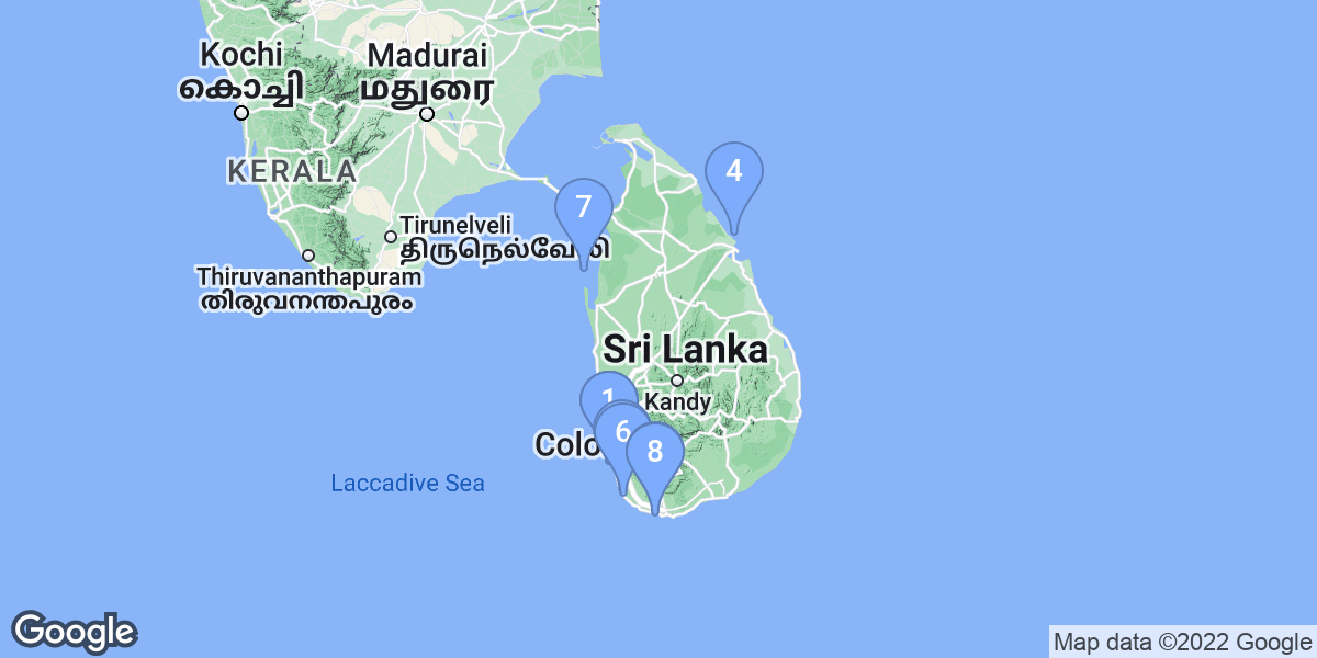 Sri Lanka dive site map