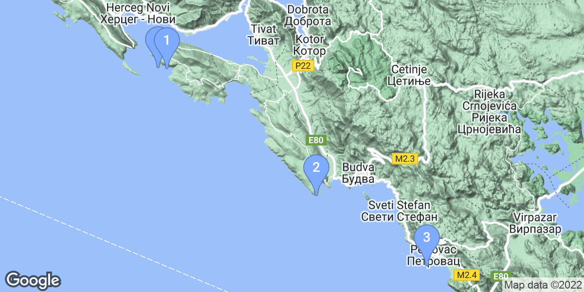 Montenegro dive site map