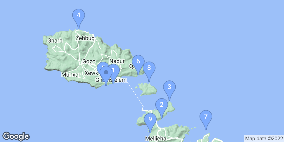 Malta dive site map