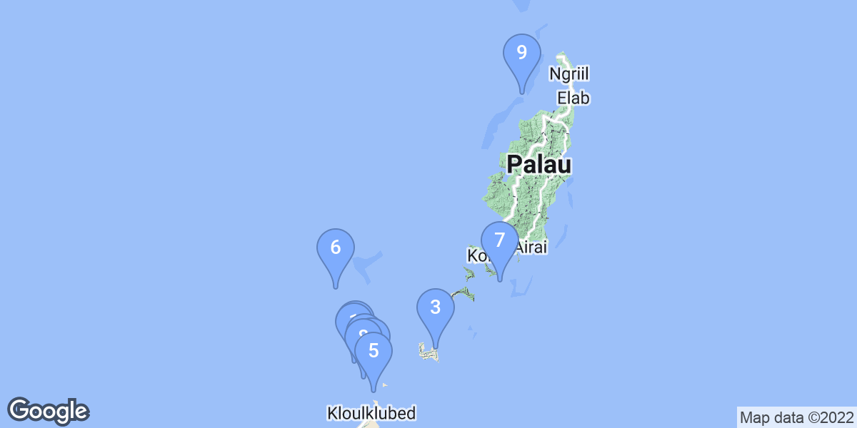 Palau dive site map