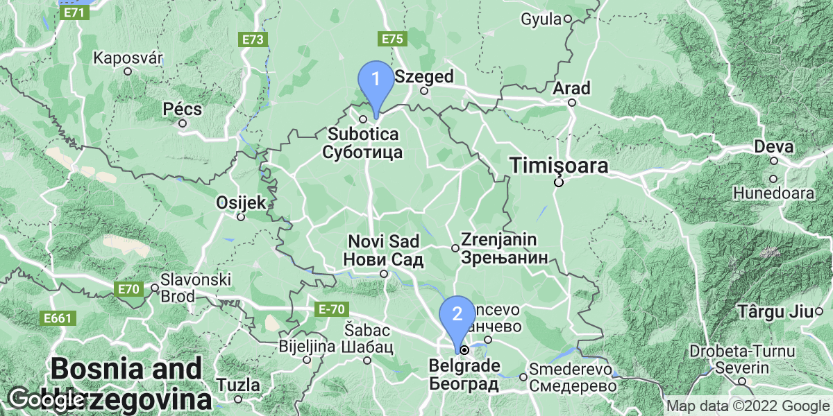 Serbia dive site map