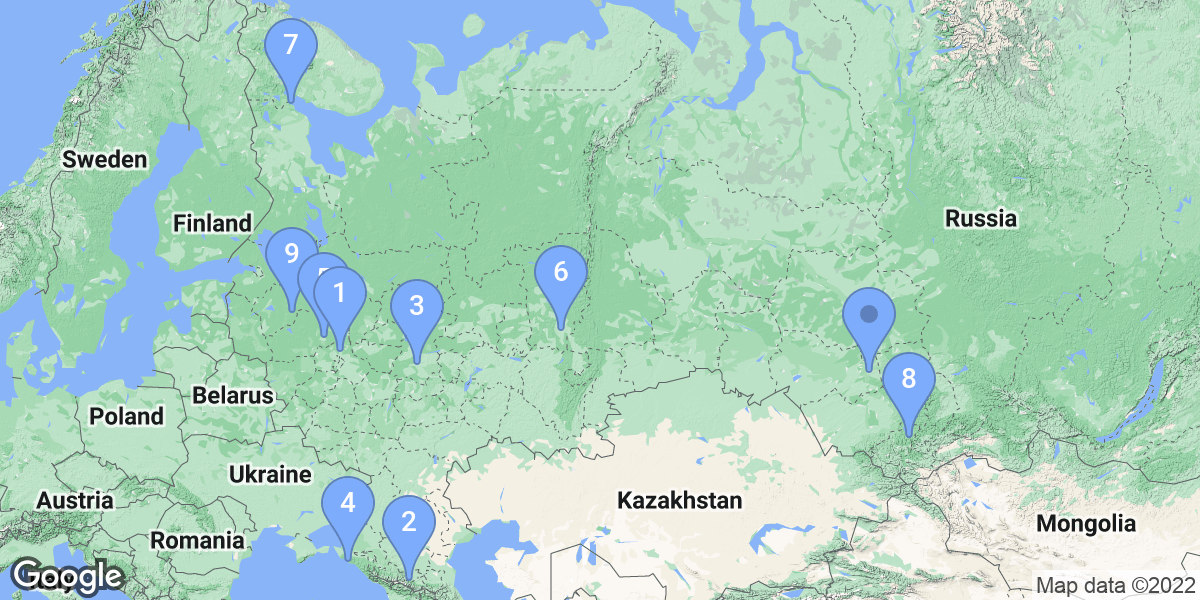 Russia dive site map