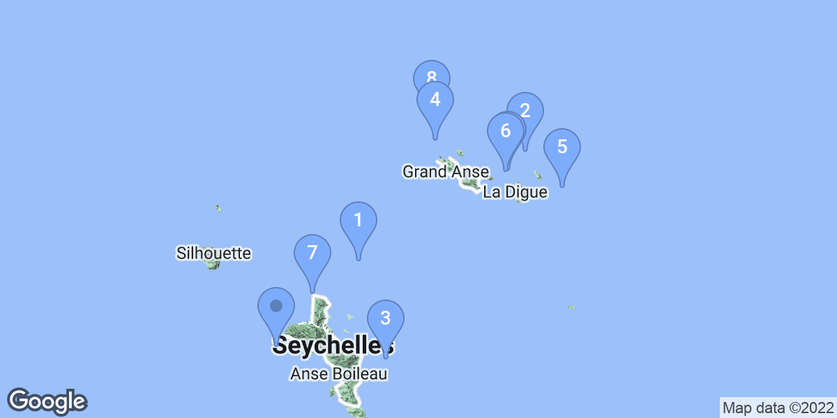 Seychelles dive site map