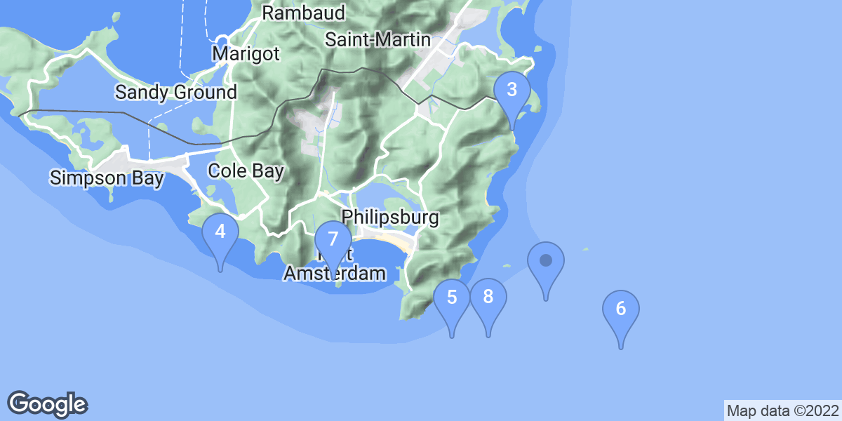 Sint Maarten dive site map