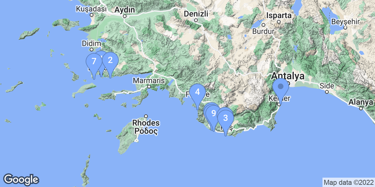 Turkey dive site map