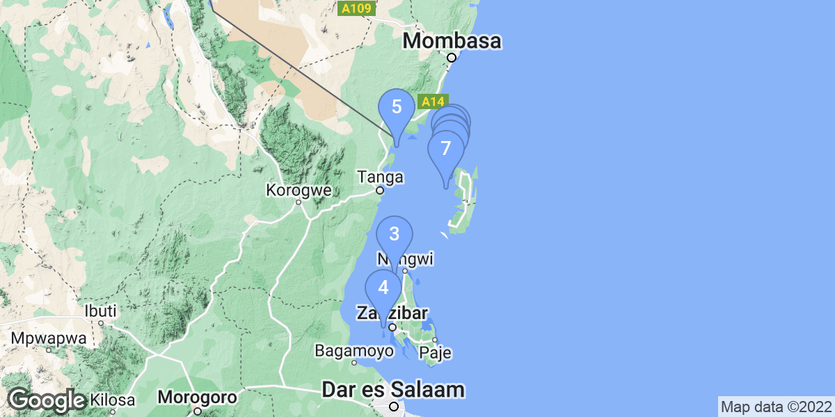 Tanzania dive site map
