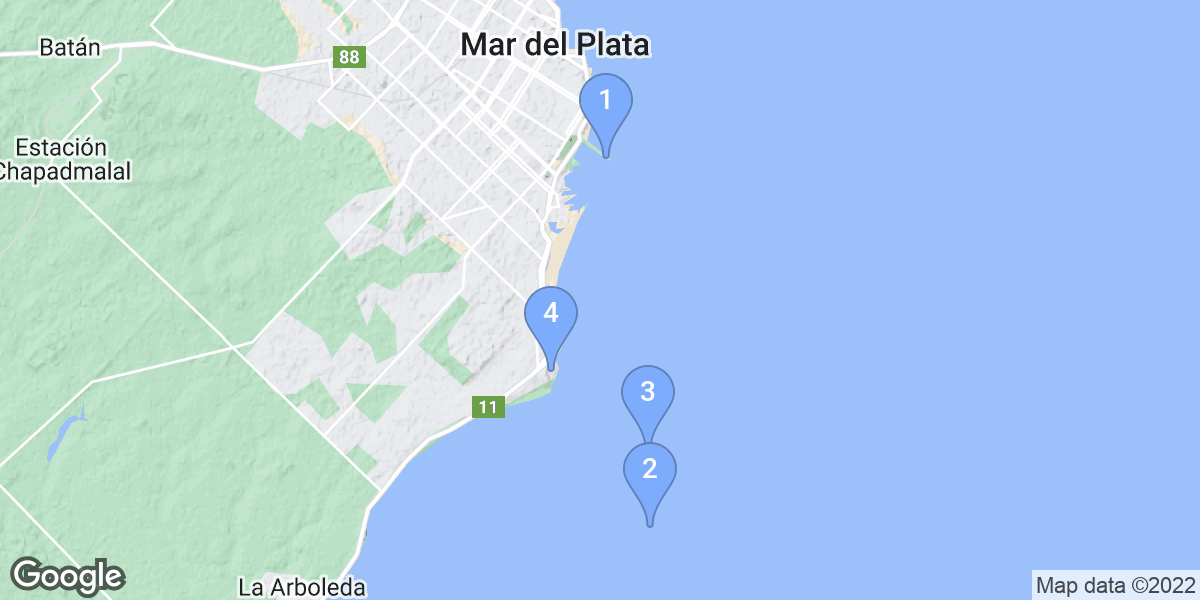 Mar del Plata dive site map