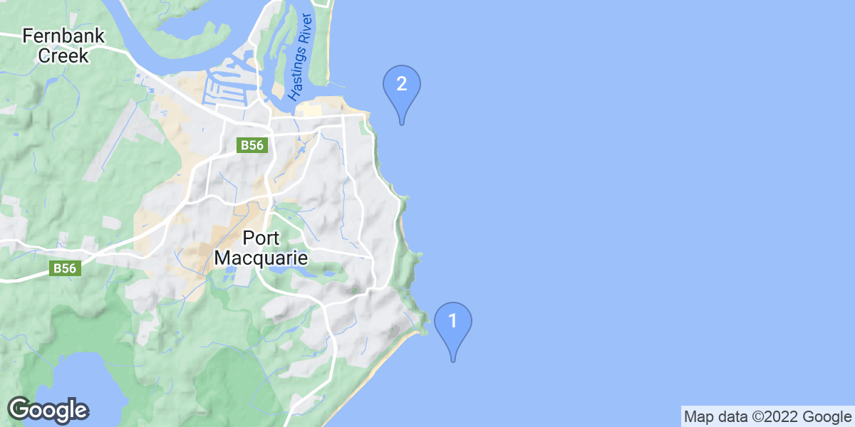 Port Macquarie dive site map