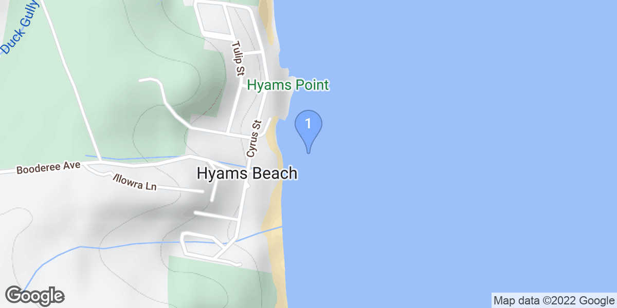 Hyams Beach dive site map