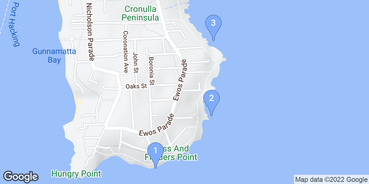 Cronulla dive site map