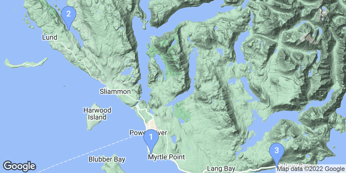 Powell River dive site map