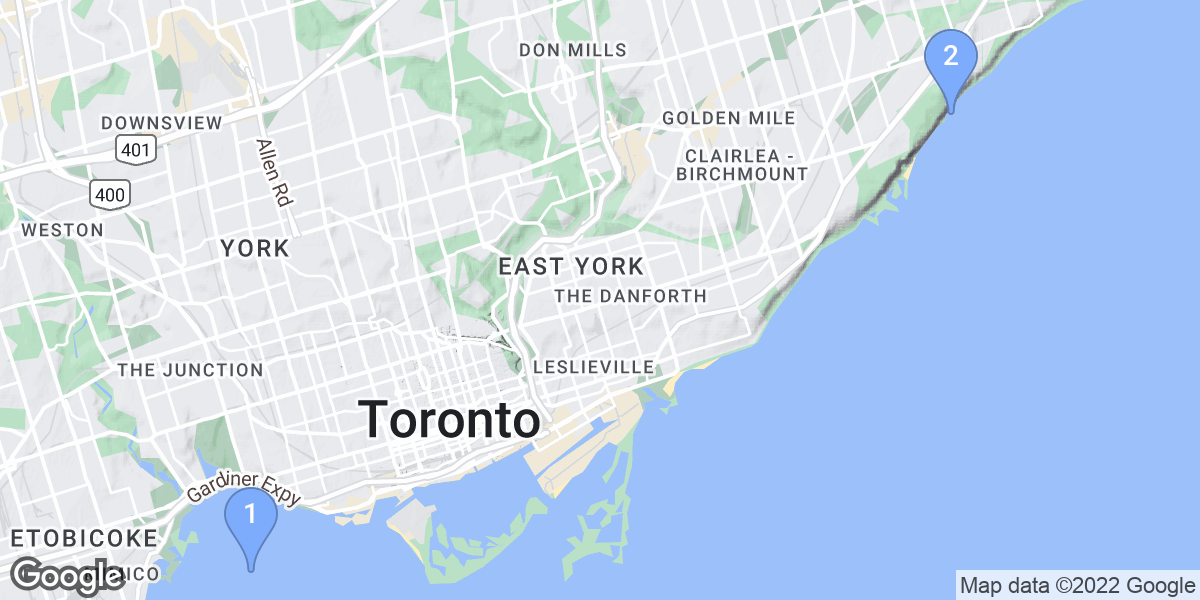 Toronto dive site map