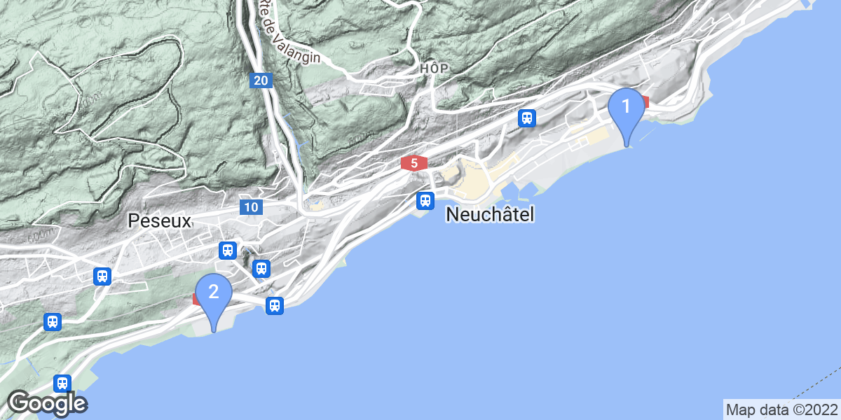 Neuchâtel dive site map