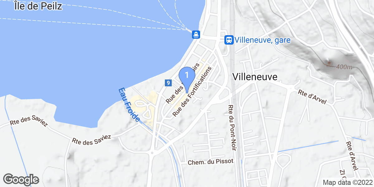 Villeneuve dive site map