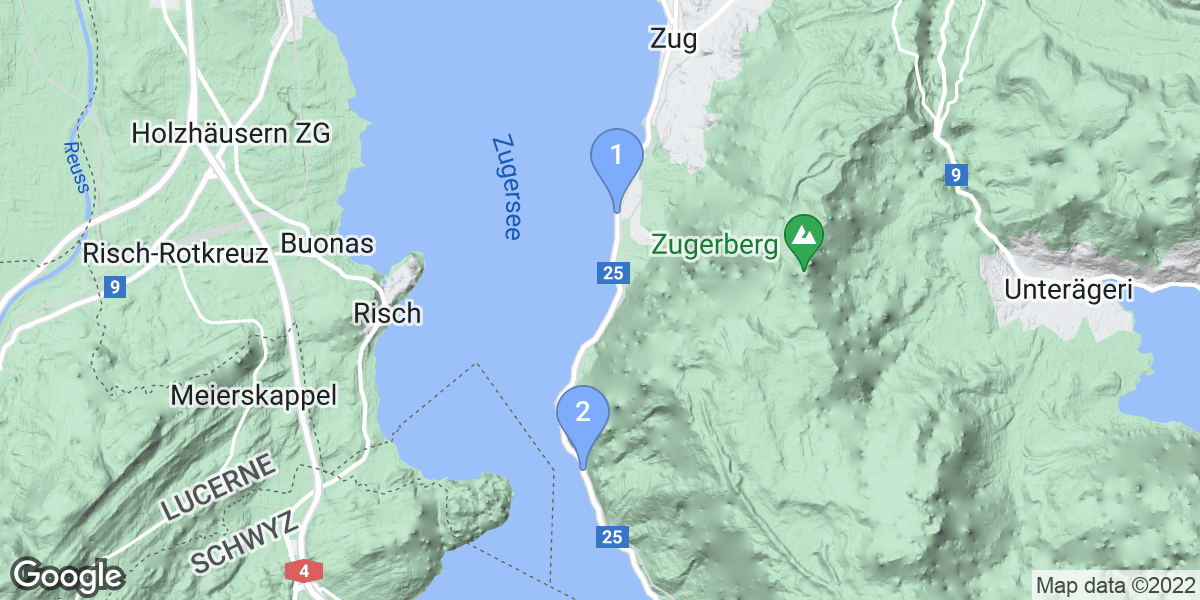 Zug dive site map