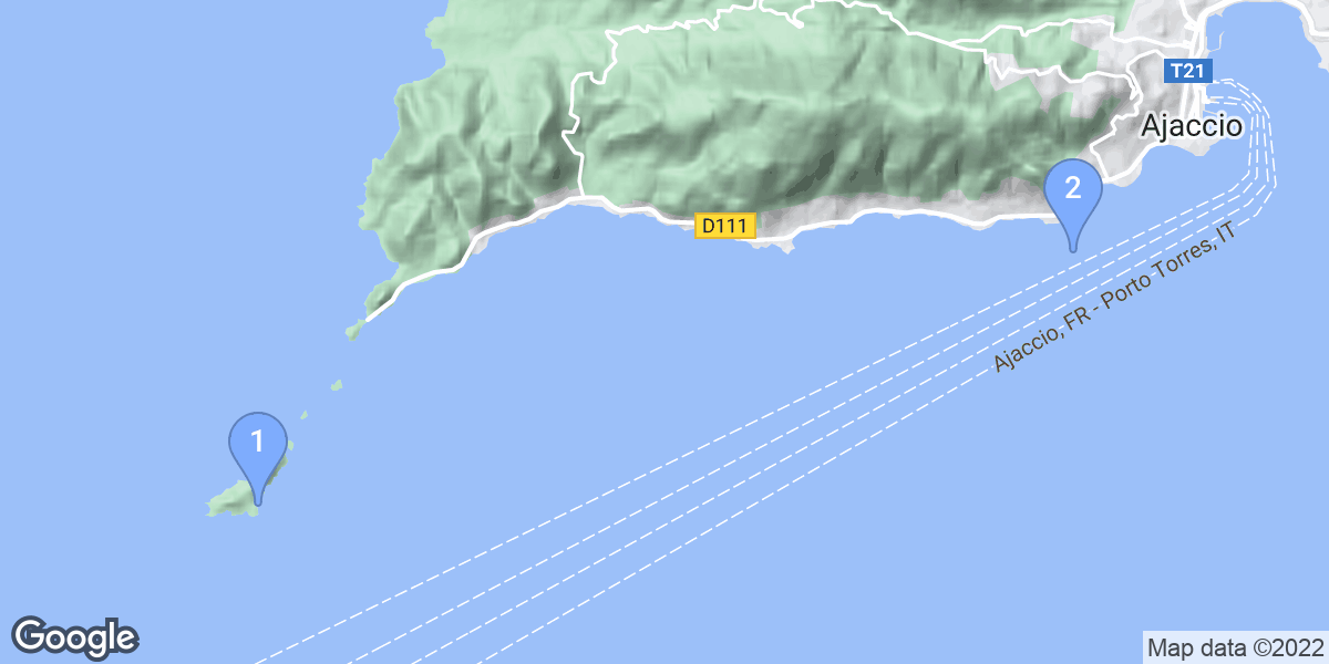 Ajaccio dive site map