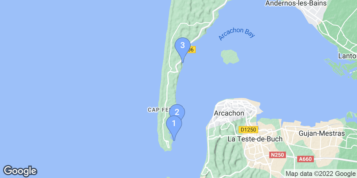 Lège-Cap-Ferret dive site map