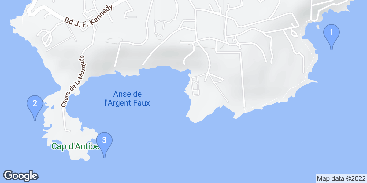 Antibes dive site map