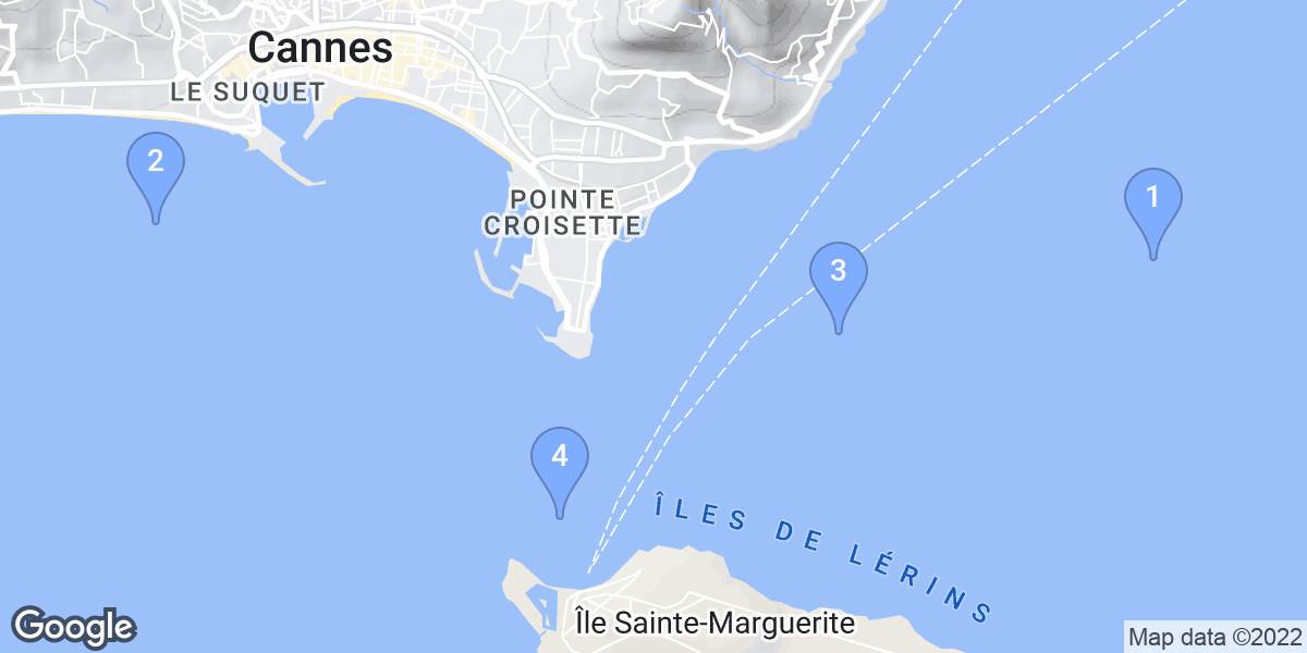Cannes dive site map