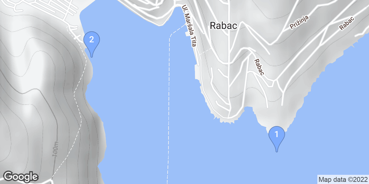 Rabac dive site map
