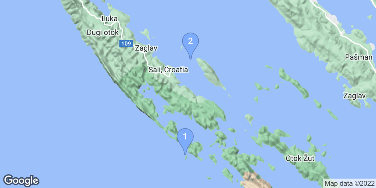 Sali, Croatia dive site map