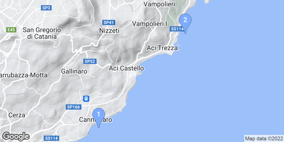 Aci Castello dive site map