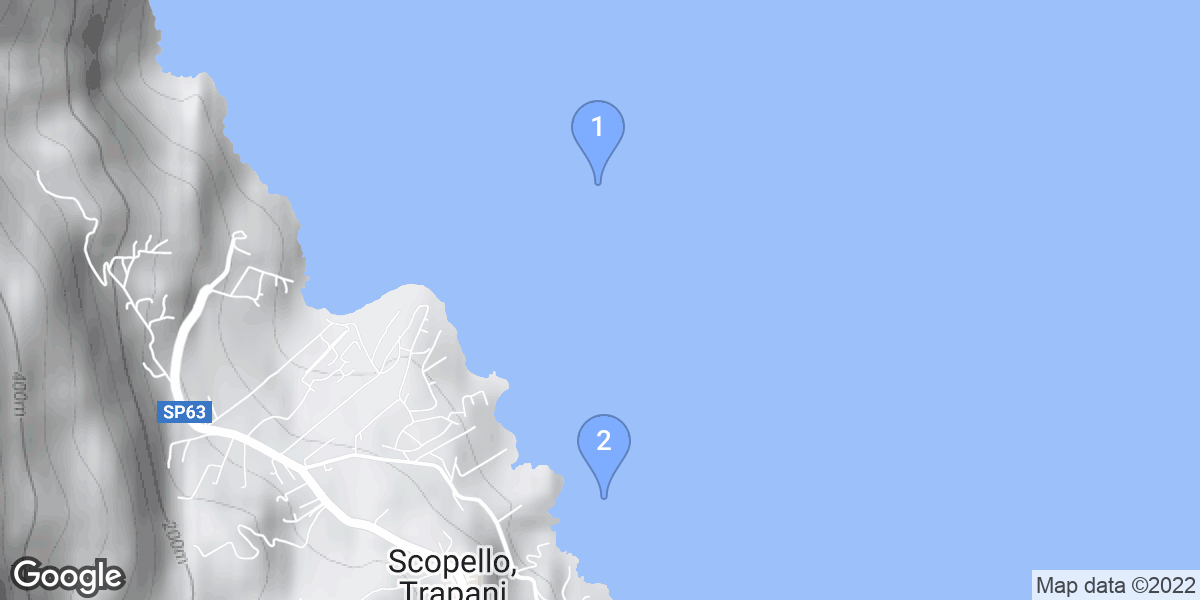 Scopello, Trapani dive site map