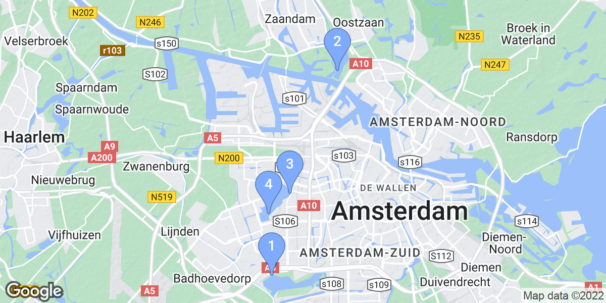 Amsterdam dive site map