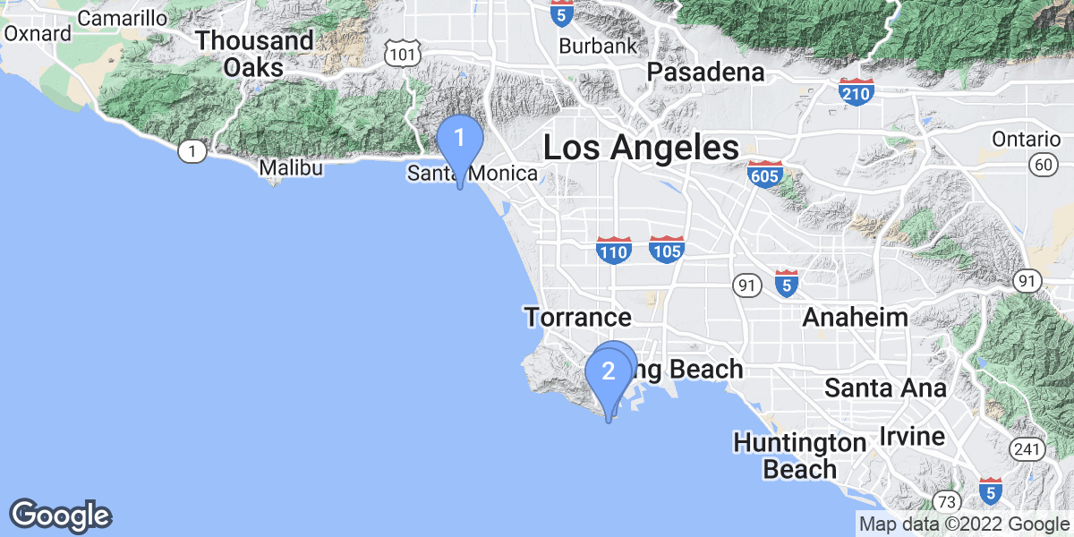 Los Angeles dive site map