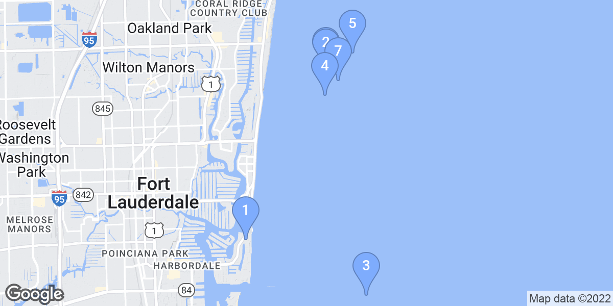 Fort Lauderdale dive site map